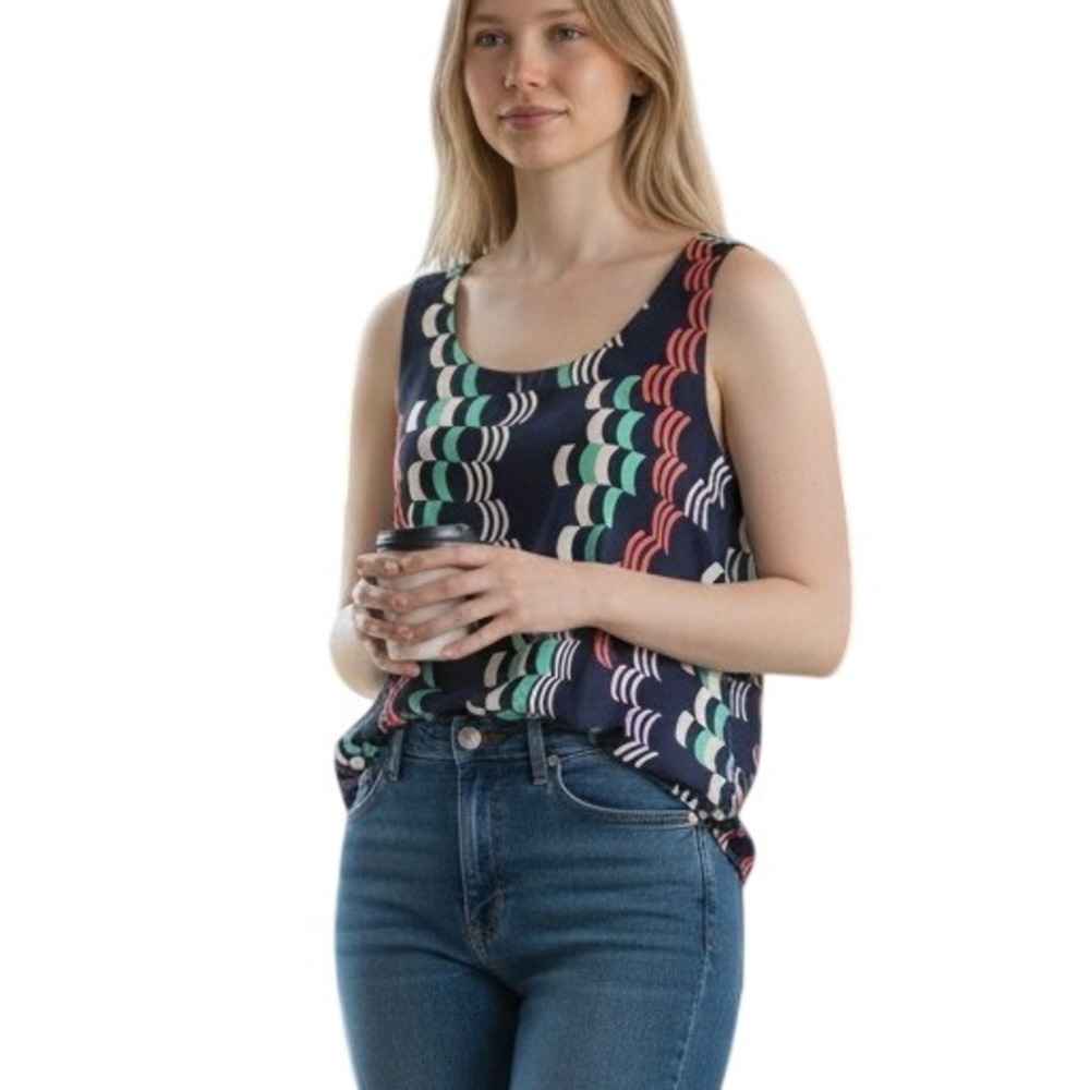 L G Marcolina Prado Brazil Sleeveless Top Geometric Print Tank Blouse Casual